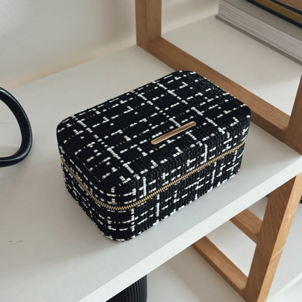 Large Tweed Jewellery Box-Black-3