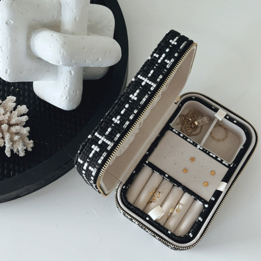 Large Tweed Jewellery Box-Black-1