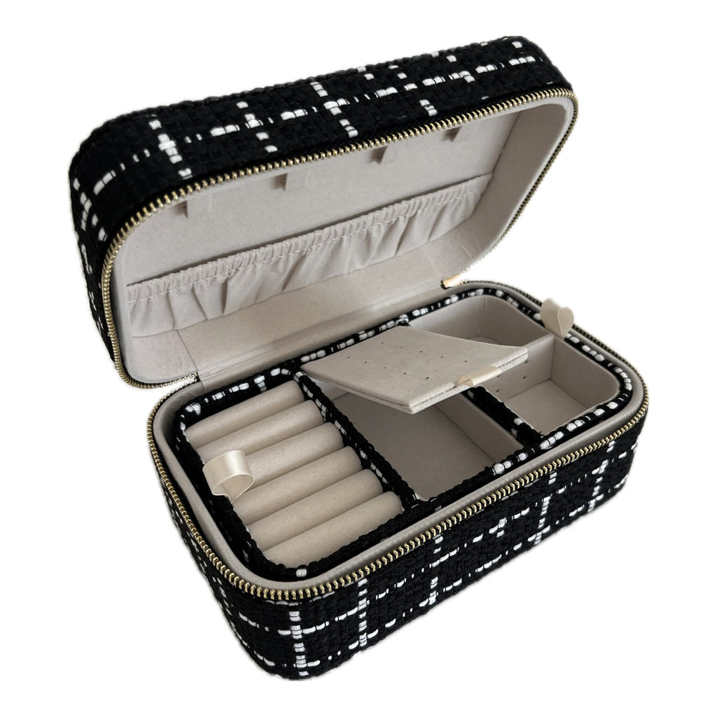 Large Tweed Jewellery Box-Black-2