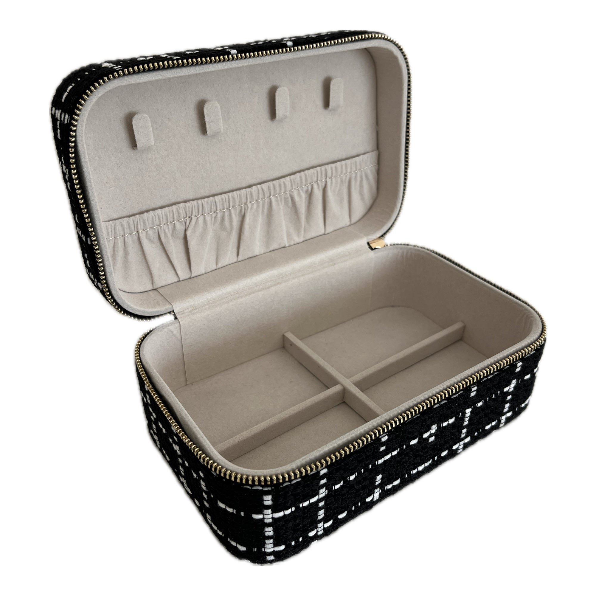 Large Tweed Jewellery Box-Black-4