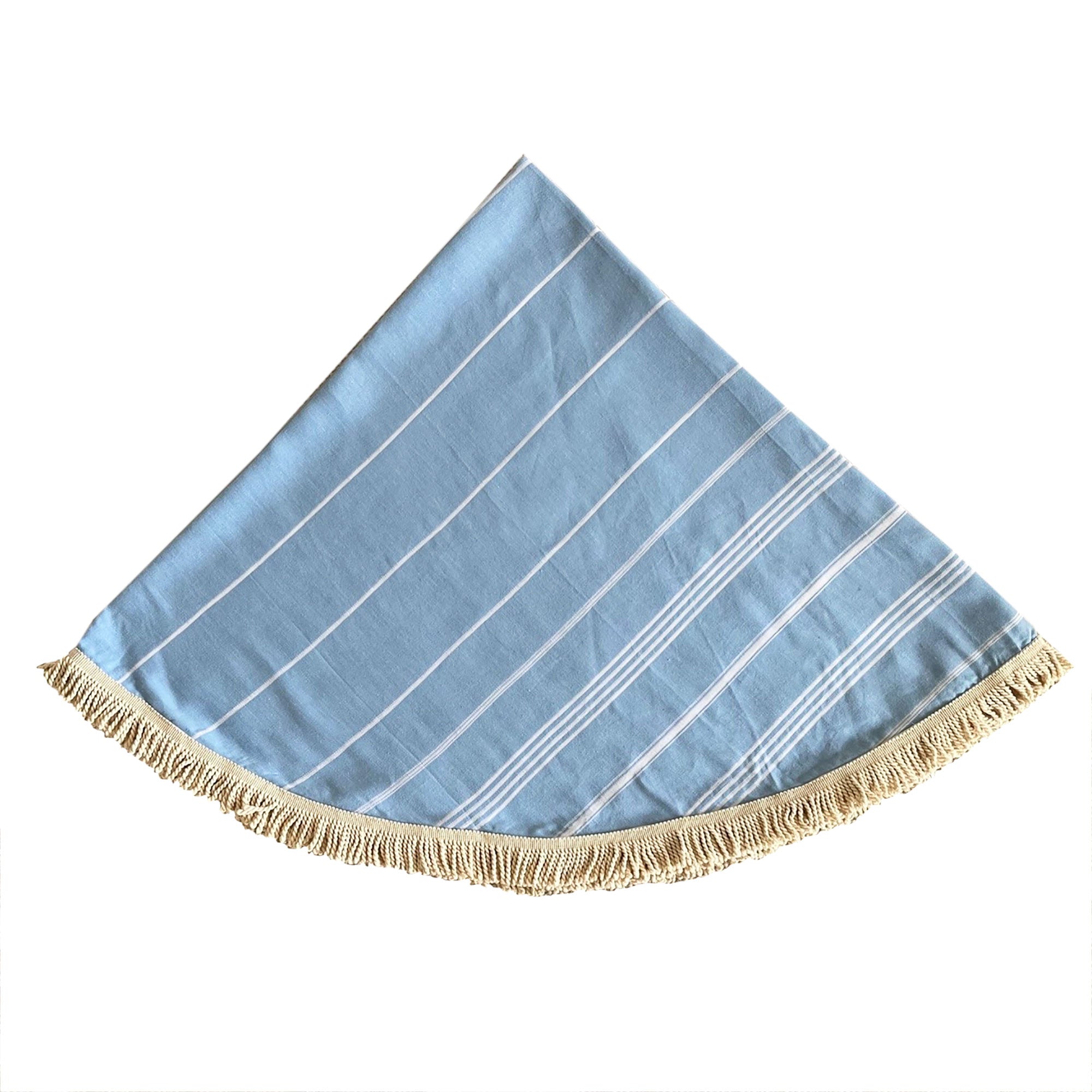 Round Bamboo Turkish Towel-Blue Stripe-3