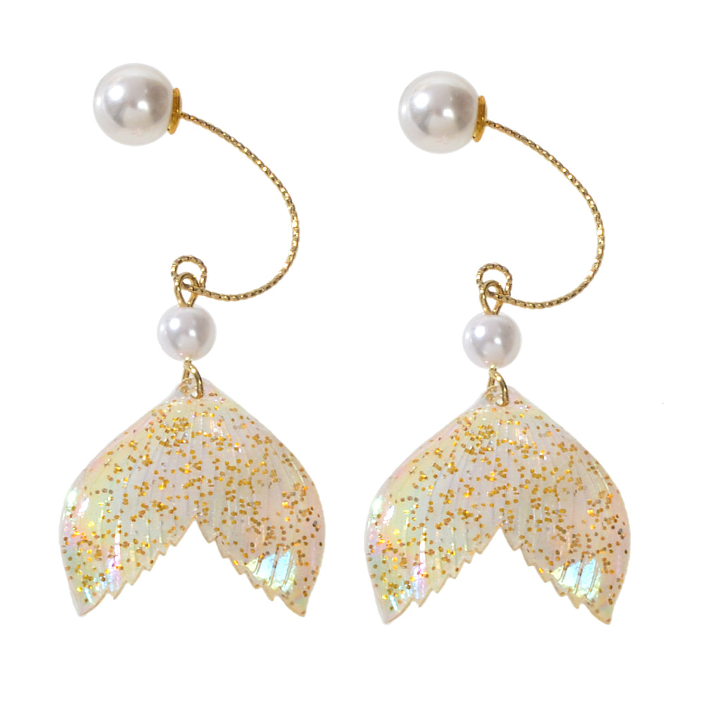 New Statement Pearl Decor Mermaid Tail Drop Earrings Shiny Women Teens Jewellery-5
