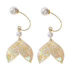 New Statement Pearl Decor Mermaid Tail Drop Earrings Shiny Women Teens Jewellery-5
