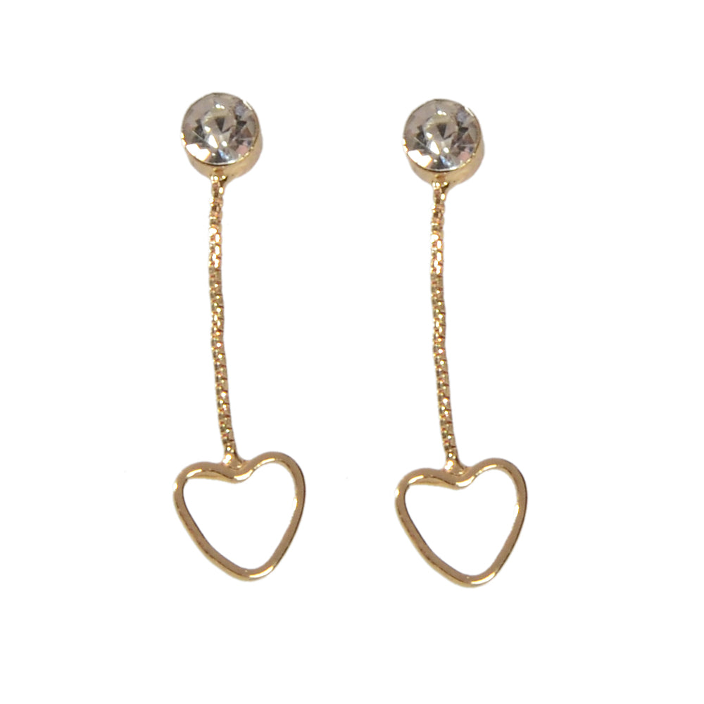 Female Jewellery Simulated Zircon Gold Chain Love Heart Charm Pendant Earrings-4