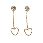 Female Jewellery Simulated Zircon Gold Chain Love Heart Charm Pendant Earrings-4