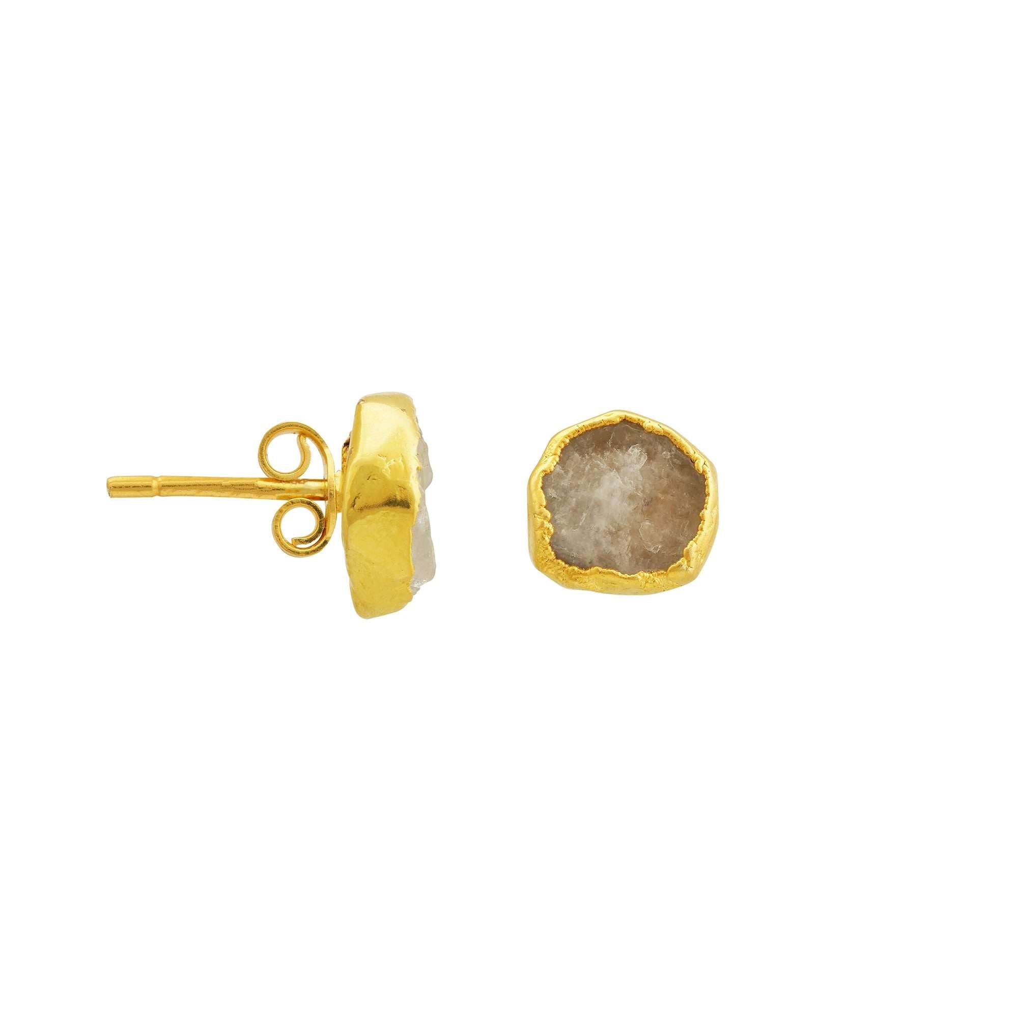 Handmade Moonstone Earrings in its Natural form Gold Plated