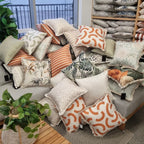 Cushion Cover-Coastal Fringe-Hampton Stripe Burnt Orange-45cm x 45cm-2