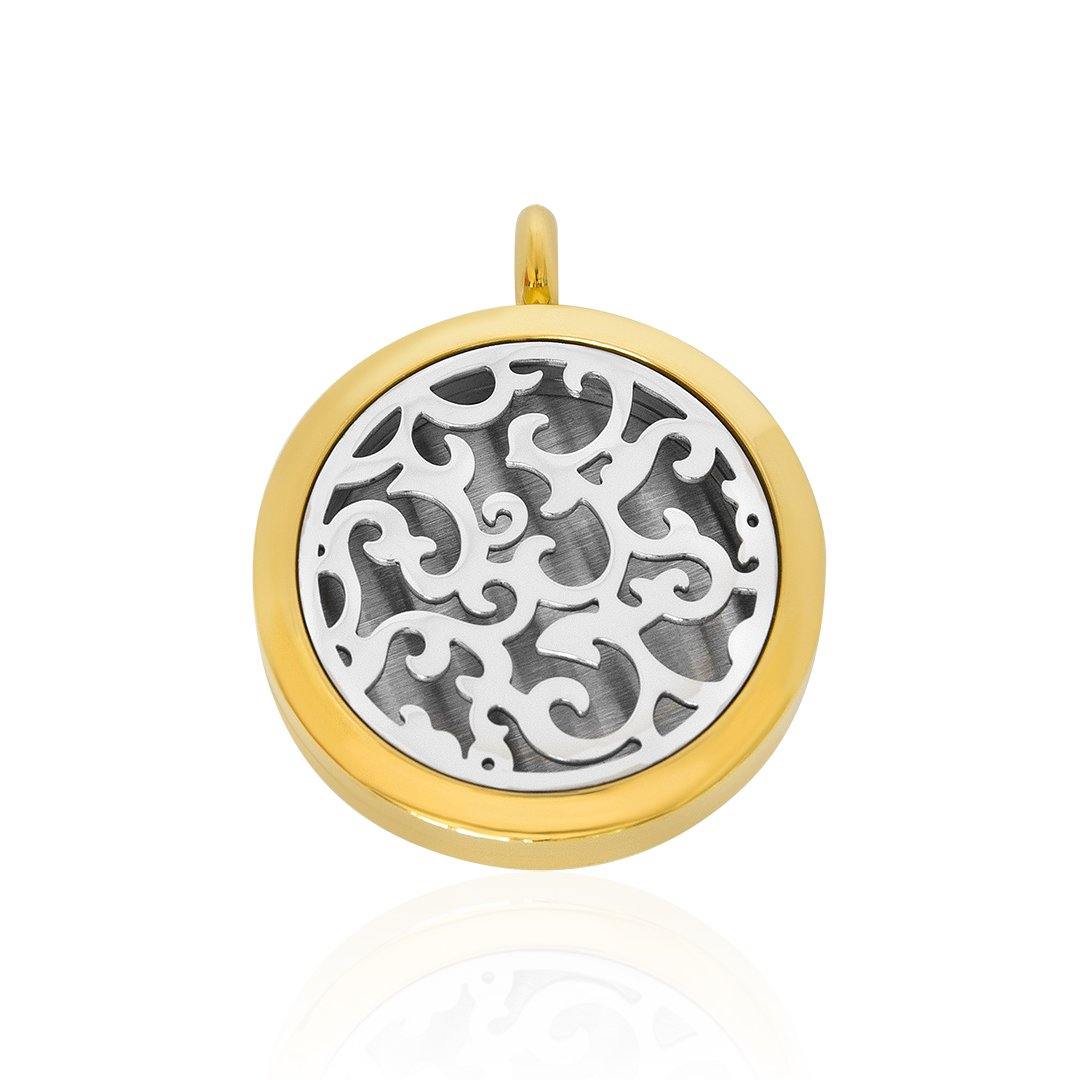 Swirls Aromatherapy Locket Pendant FEP012GD