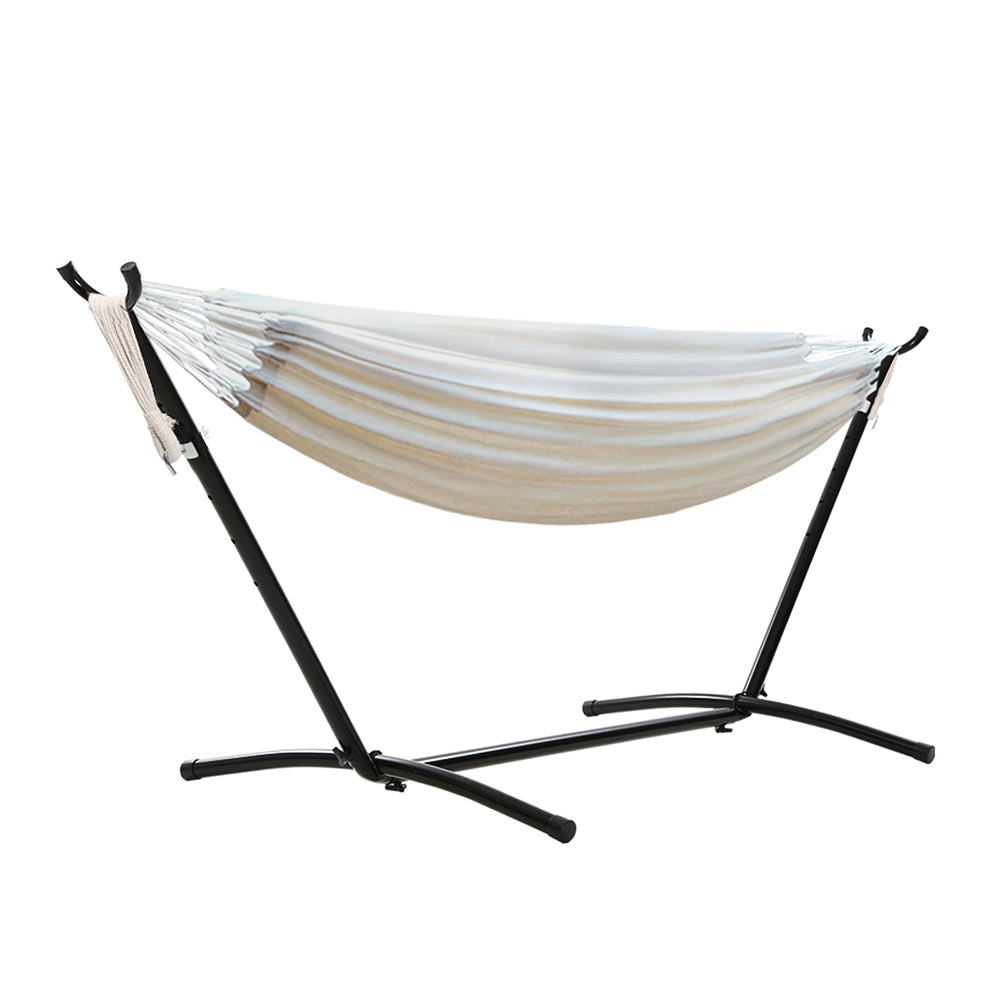 NNEDSZ Camping Hammock With Stand Cotton Rope Lounge Hammocks Outdoor Swing Bed-0
