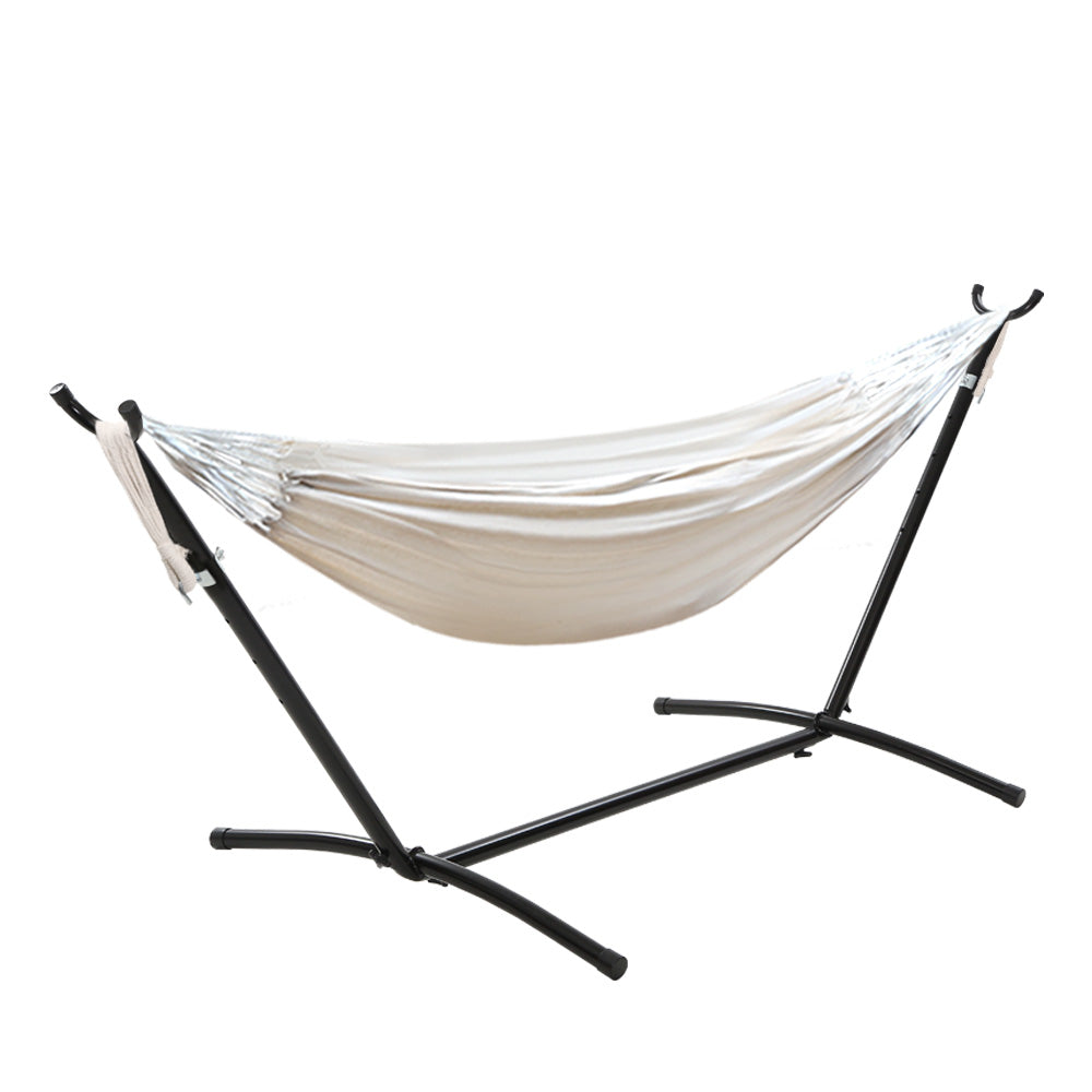 NNEDSZ Camping Hammock With Stand Cotton Rope Lounge Hammocks Outdoor Swing Bed-2