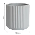 Ribbed Ceramic Vase-Grey-L-1