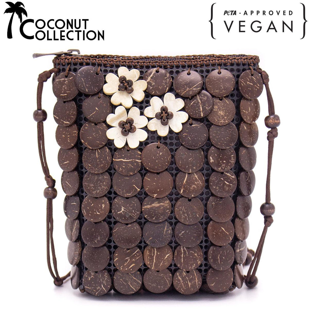 Natural coconut shell handmade crossbody bag ECB-021