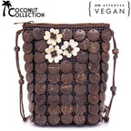 Natural coconut shell handmade crossbody bag ECB-021