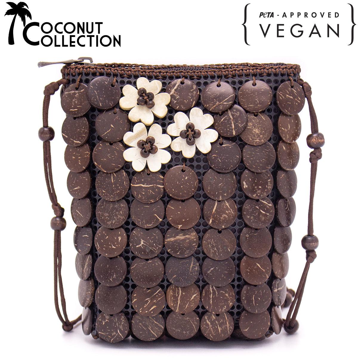 Natural coconut shell handmade crossbody bag ECB-021
