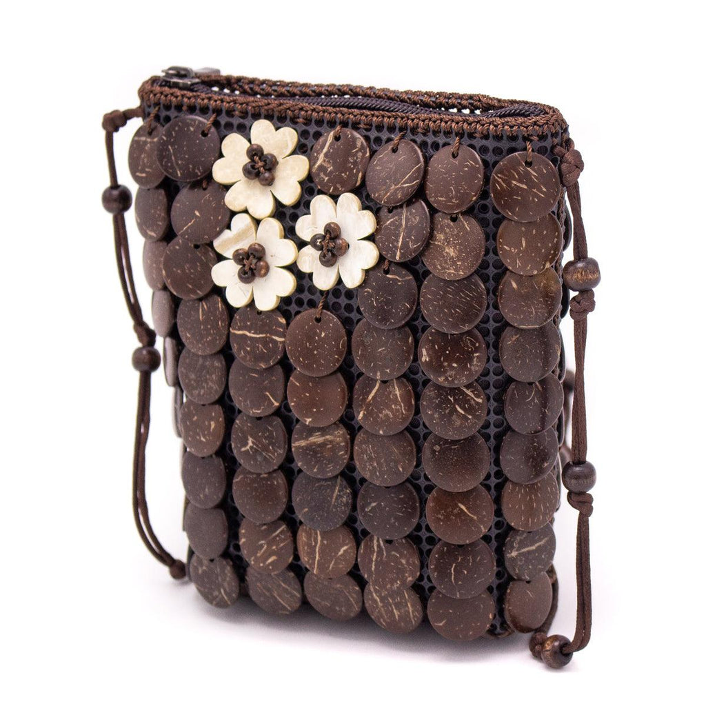 Natural coconut shell handmade crossbody bag ECB-021