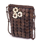 Natural coconut shell handmade crossbody bag ECB-021