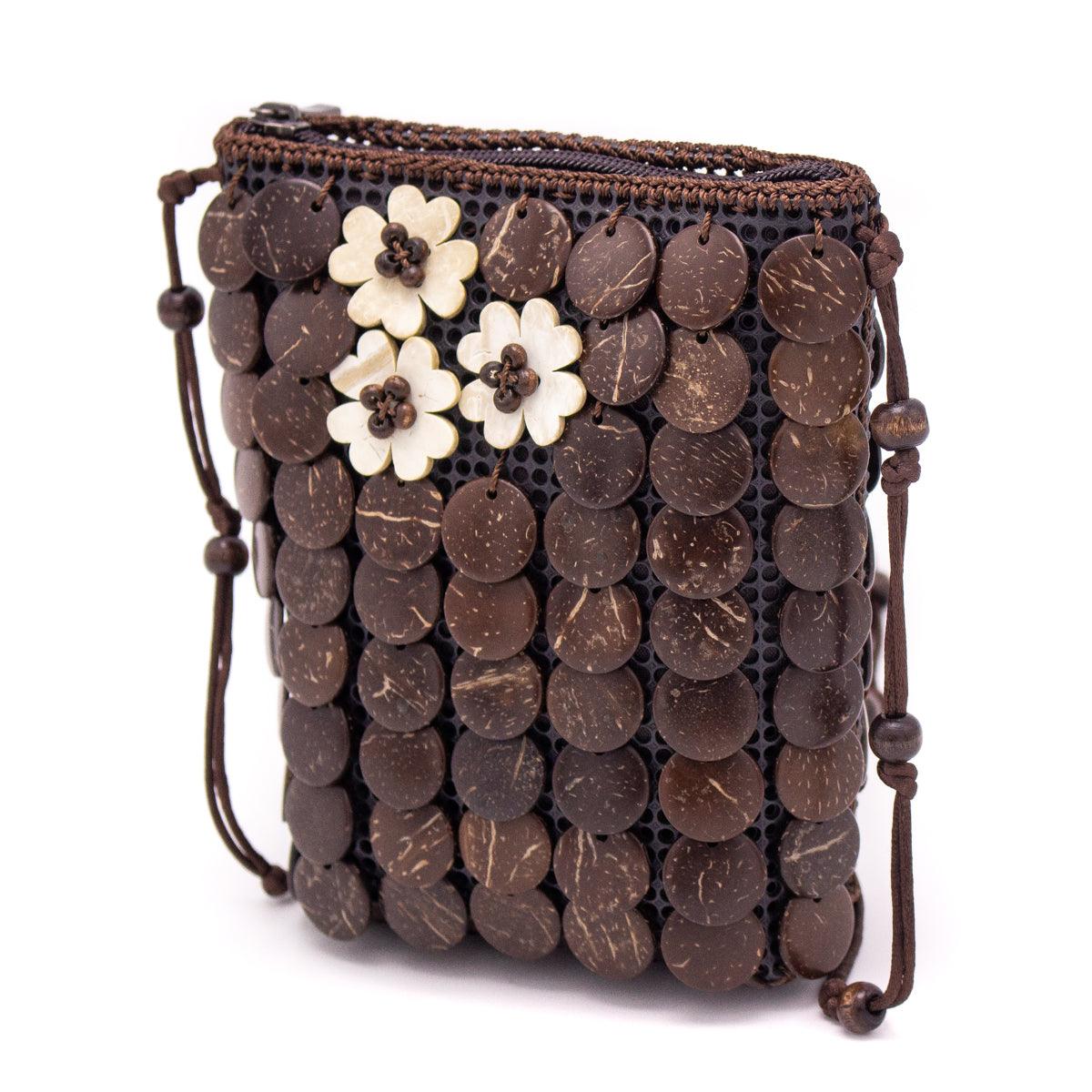 Natural coconut shell handmade crossbody bag ECB-021