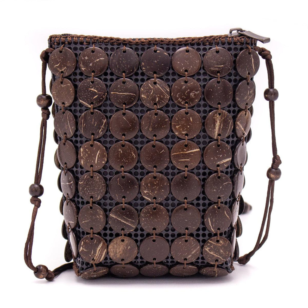 Natural coconut shell handmade crossbody bag ECB-021