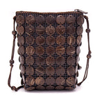 Natural coconut shell handmade crossbody bag ECB-021