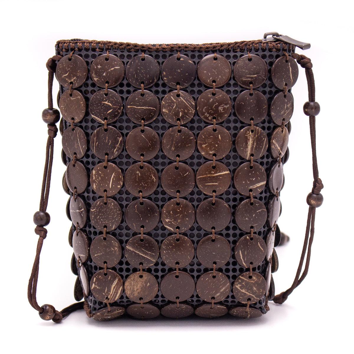 Natural coconut shell handmade crossbody bag ECB-021