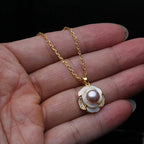 Genuine Freshwater Pearl Floral Necklace in Gold