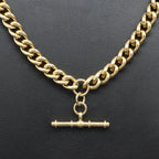 18ct Heavy Yellow Gold Plated Euro Chain Necklace with T Bar