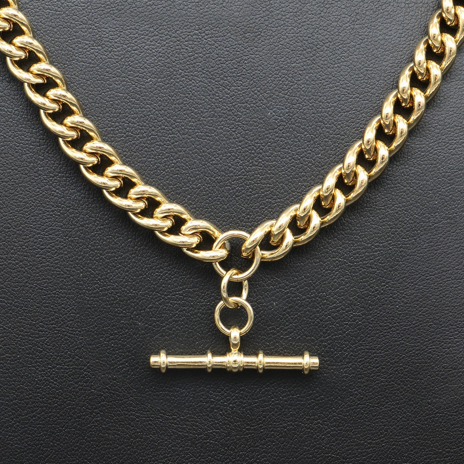 18ct Heavy Yellow Gold Plated Euro Chain Necklace with T Bar