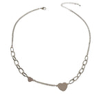 Women Silver Chain Heart Charm Collar Necklace Good Quality Fashion Accessories-4
