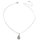 Textured Jewelry Silver Chain Opal Water Drop Charm Necklace Gift for Women Girl
