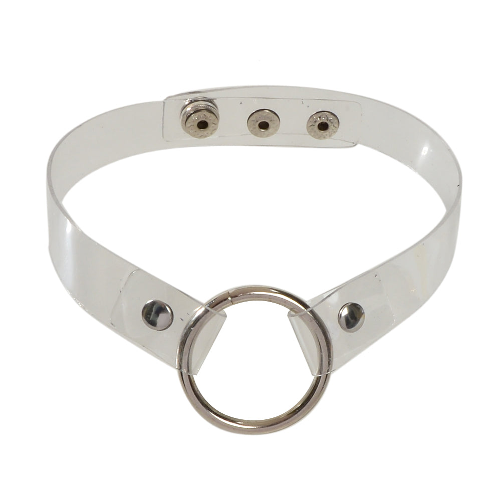 Punk 90s Transparent Gothic Choker Necklace Silver Circle Cosplay Jewellery Gift-4