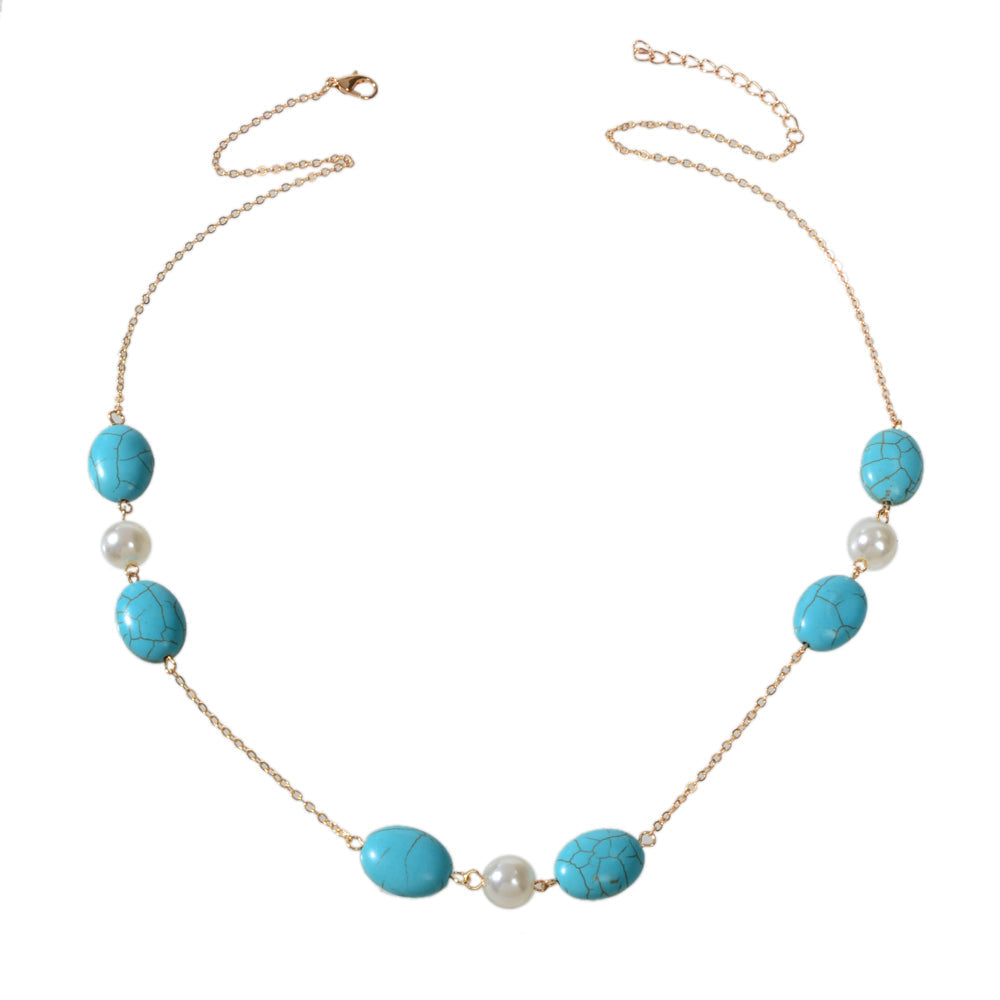 Ethnic Traditional Gold Chain Turquoise Necklace Boho Chic Accessories Jewellery-4