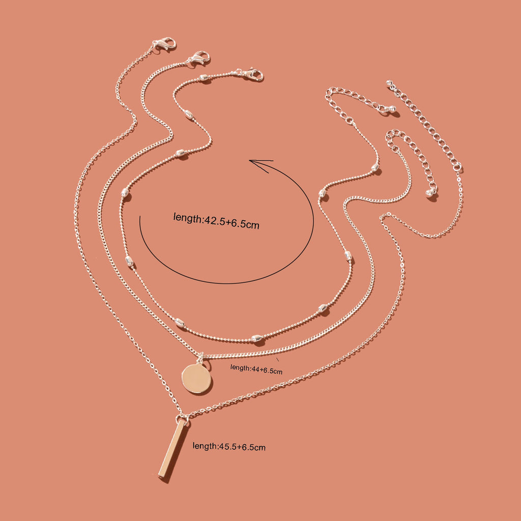 Triple-Layer Necklace with Round Pendant Charms Versatile and Stylish Jewellery