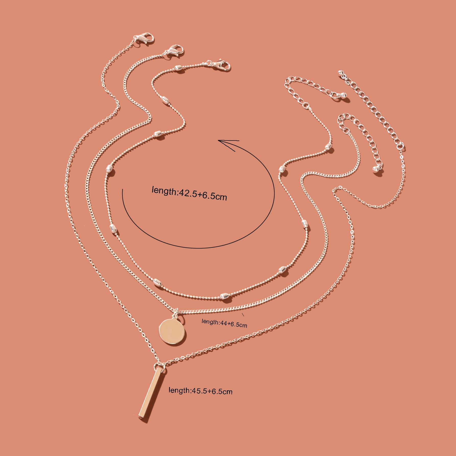 Triple-Layer Necklace with Round Pendant Charms Versatile and Stylish Jewellery