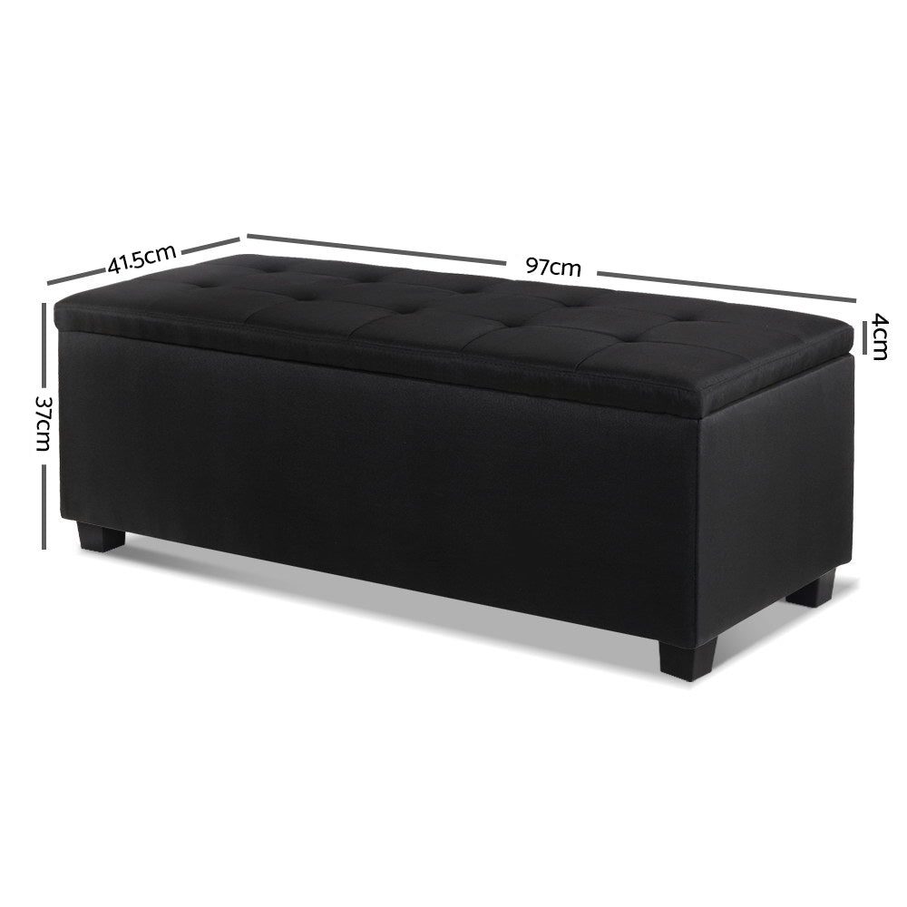 NNEDSZ Large Fabric Storage Ottoman - Black