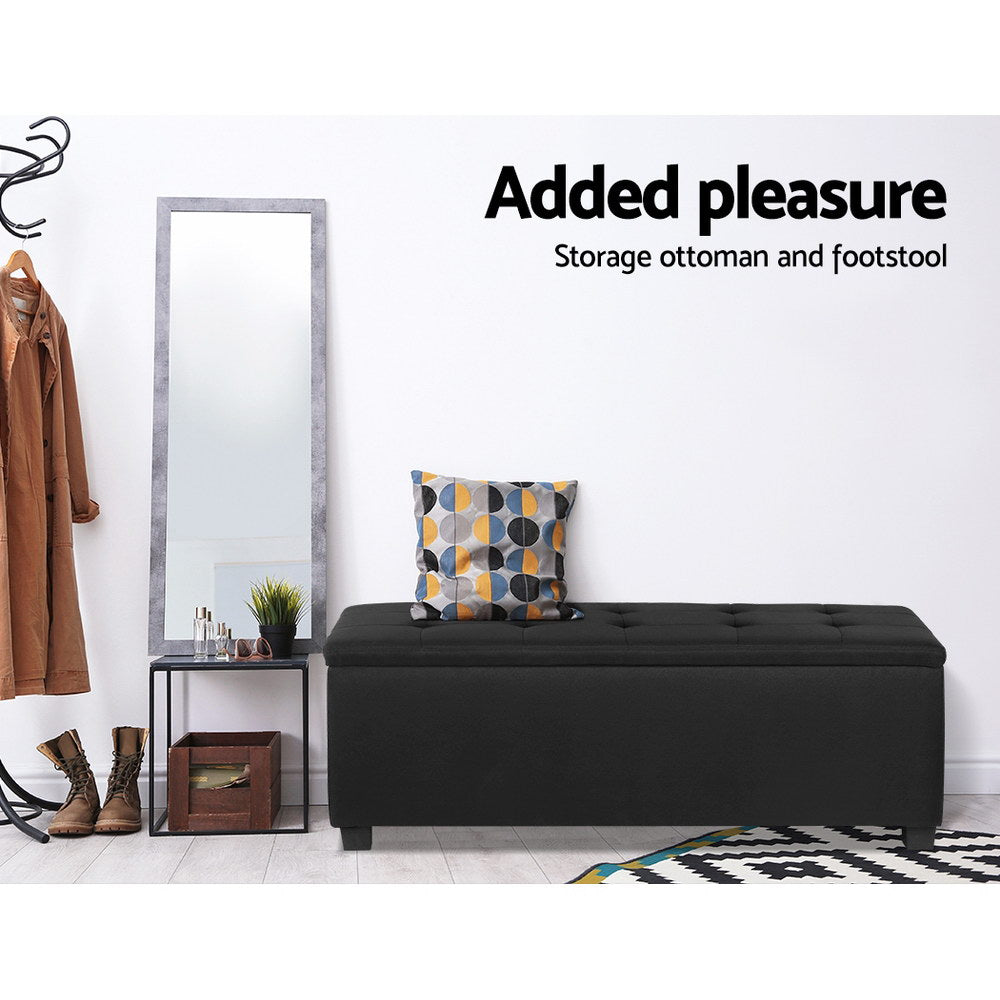 NNEDSZ Large Fabric Storage Ottoman - Black