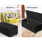NNEDSZ Large Fabric Storage Ottoman - Black