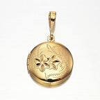 18ct Heavy Yellow Gold Plated Round Locket Pendant - USA Made