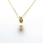 Golden South Sea Pearl with Green Peridot Stone Geraldton Pendant 8.5 - 9.5 M