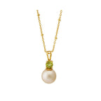 Golden South Sea Pearl with Green Peridot Stone Geraldton Pendant 8.5 - 9.5 M