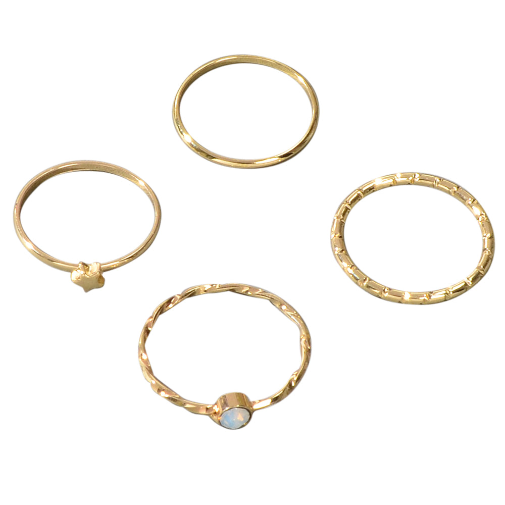 Multiple 4pcs Minimalist Gold Star Circle Stackable Midi Finger Knuckle Ring set