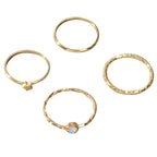 Multiple 4pcs Minimalist Gold Star Circle Stackable Midi Finger Knuckle Ring set
