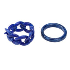 2pcs Trendy Jewelry Blue Brown Geometric Stackable Multiple Midi Finger Ring Set