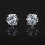 Solid 925 Sterling Silver Stud Earrings Featuring 2 Crystals by Swarovski®