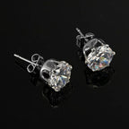 Solid 925 Sterling Silver Stud Earrings Featuring 2 Crystals by Swarovski®