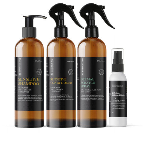 Sensitive Pack 4: Shampoo, Conditioner, Dermal Scratch Spray & Cream