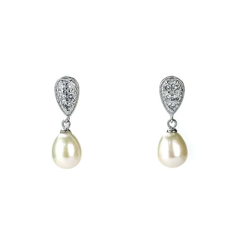 Freshwater White Pearls Casablanca Earrings 8-9 mm AAA