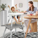 NNECW 5-in-1 Multifunctional Convertible Baby Highchair with Harness &amp Removable Tray-Grey