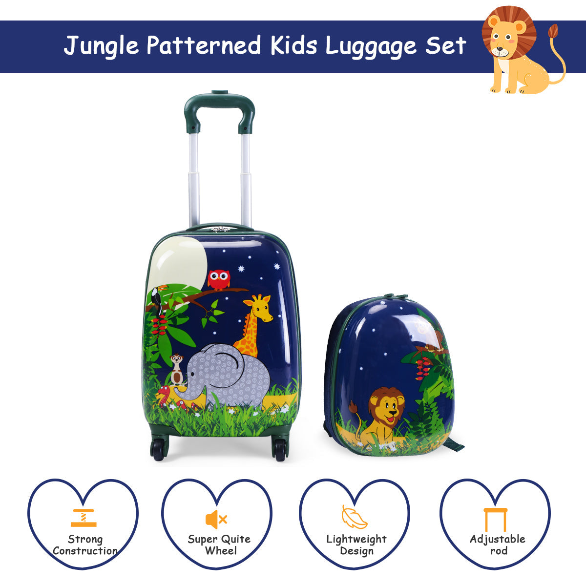 NNECW 2 Pieces Kids Carry On Luggage Set with Spinner Wheels-4